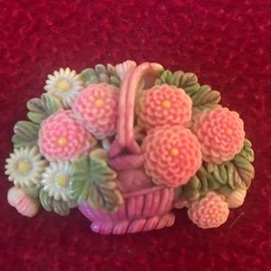 Vintage floral celluloid pin